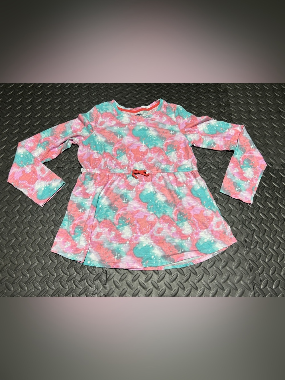 Lands' End Girls' Long-Sleeve Pink/Blue Tie-Dye Dress